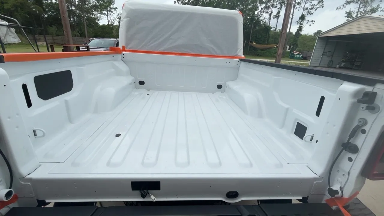 Ford F-150 truck bed before spray-in bedliner application